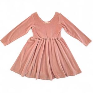Monica + Andy Velour Velvet Skater Dress Blush Pink Organic Cotton Girls Size 8